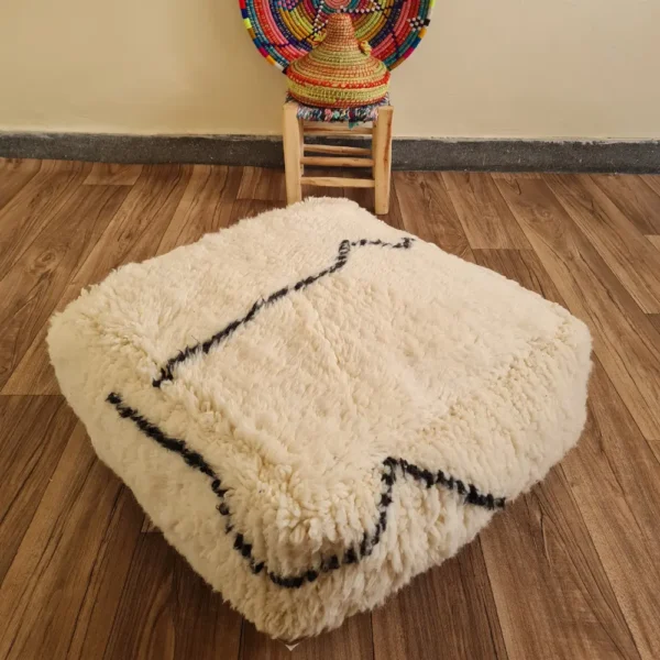 Moroccan Pouf – Minimalist Design with Black Line